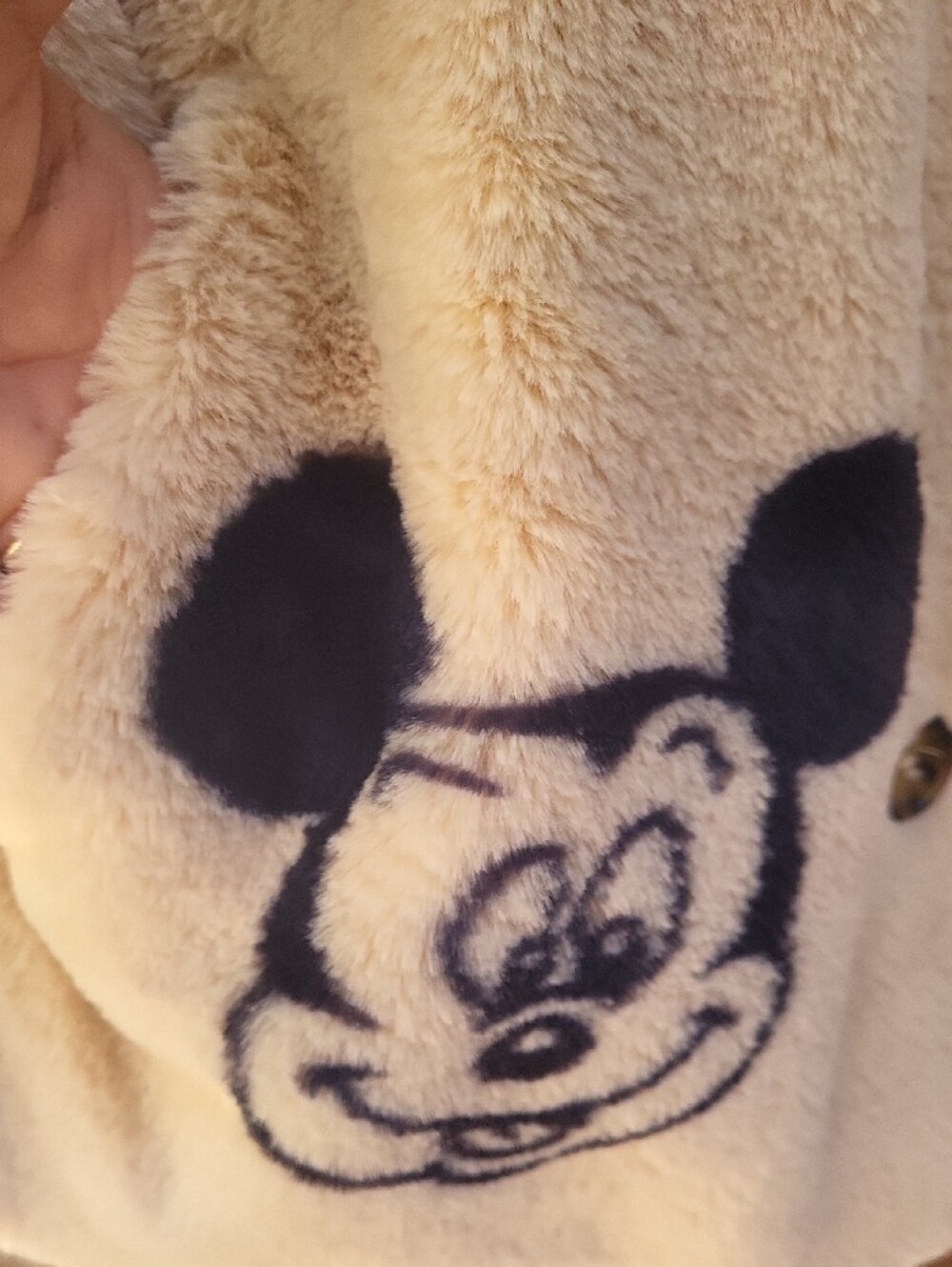 Disney Parks Cream Faux Fur Mickey & Minnie Face Coat S - Picture 3 of 6
